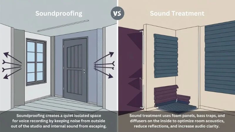 Sound treatment for voiceovers in a home studio