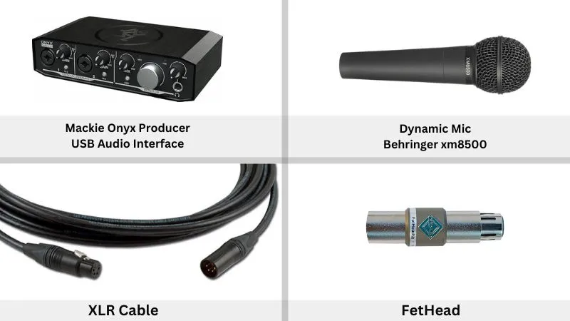 Dynamic Mic With Audio Interface A budget voiceover setup with a dynamic microphone