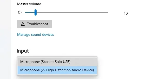 Use the sound settings to adjust mic input levels